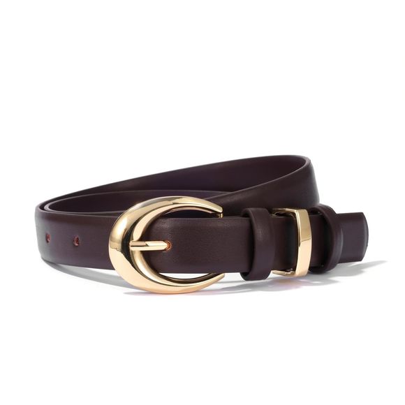 Women Leather Belts For Jeans Ladies Thin Western Waist Belt For Dress Gold😀